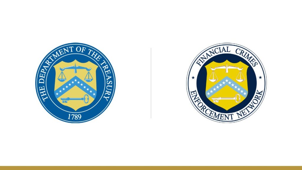 US Department of the Treasury seal and FinCEN seal