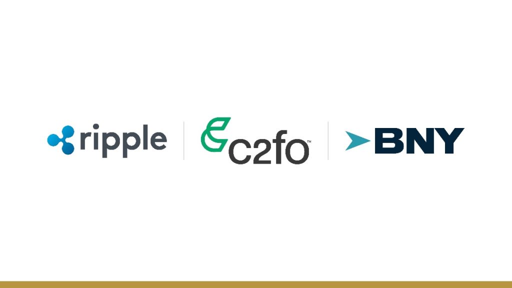 Ripple, C2FO and BNY logos for tokenised supply chain finance on the XRP Ledger