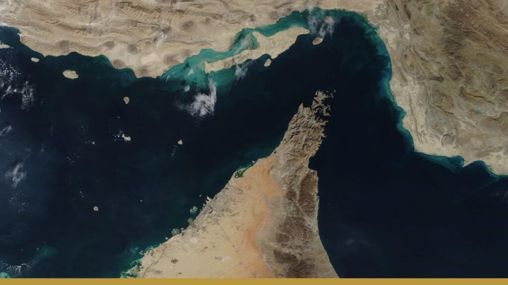 Satellite view of the Strait of Hormuz